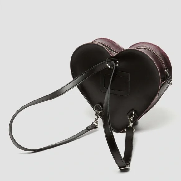 Dr. martens Heart Shaped Distressed Leather Backpack doc marten bag pink black - Picture 7 of 17